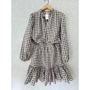 Never A Wallflower Navy Plaid Check Mini Dress - Large